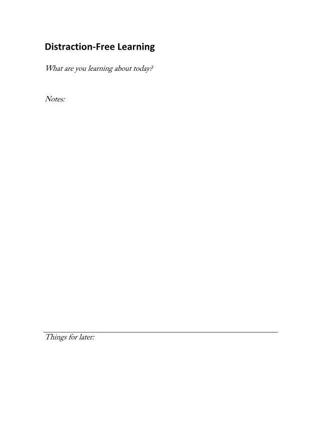 Distraction Free Learning — page 1 of 1